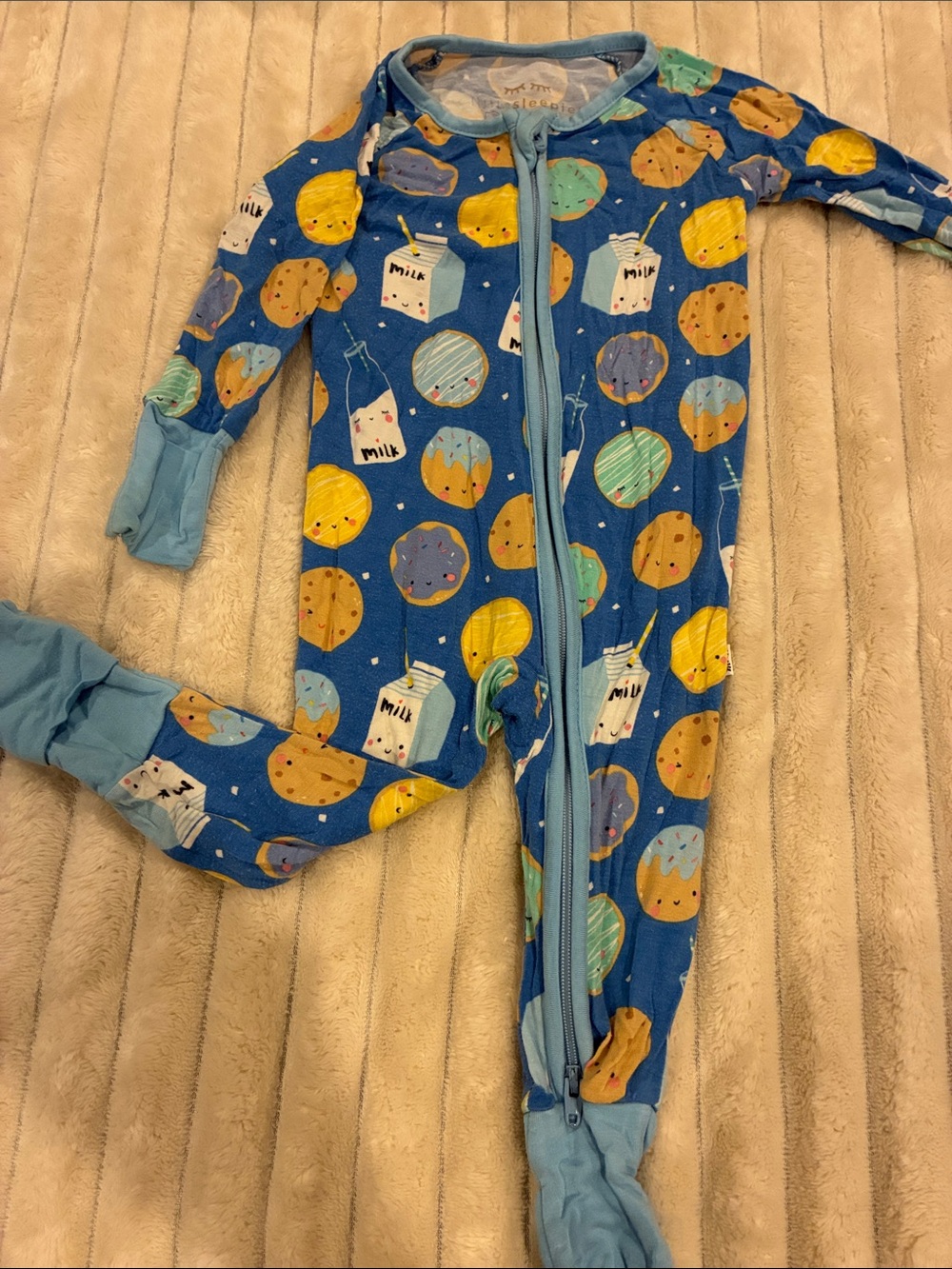 Little Sleepies Milk & Cookies Zippy – Blue 🍪🥛💙